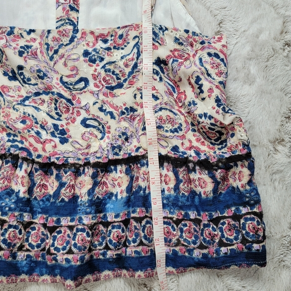 Miss Me Pleated Floral Tank Top in Navy Blue Sleeveless Size L - Picture 12 of 14